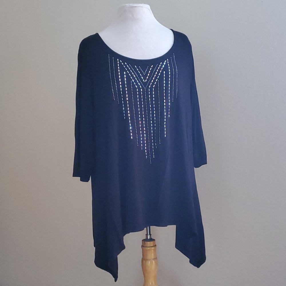 Stretchy Maternity Dress Shirt with Rhinestones